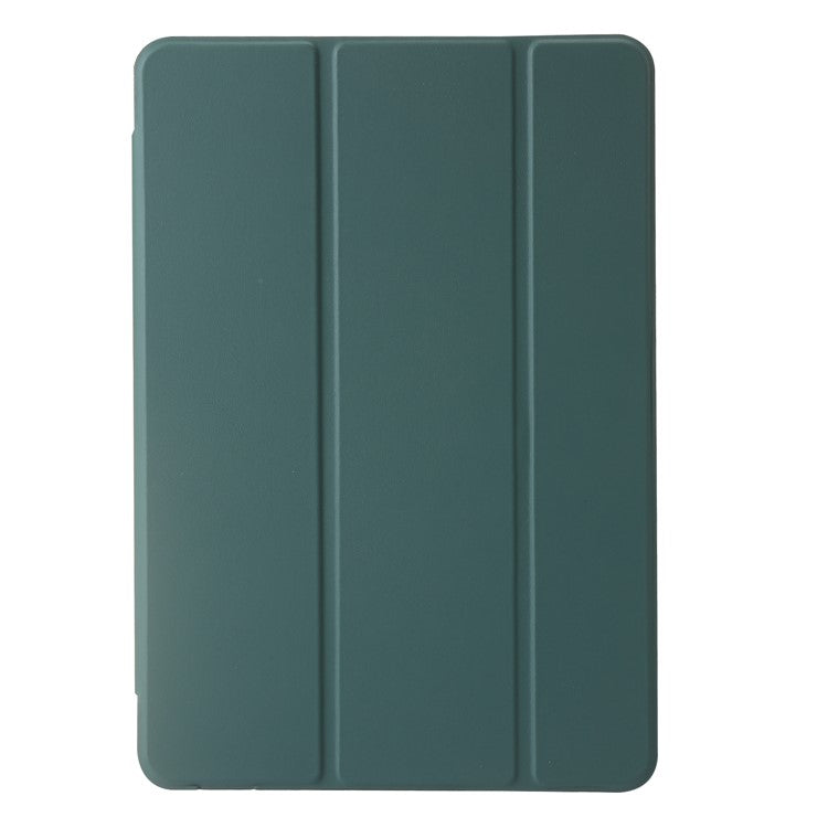 For Huawei MatePad SE 11 Case Tri-fold Stand Leather+TPU+Acrylic Clear Back Tablet Cover - Blackish Green