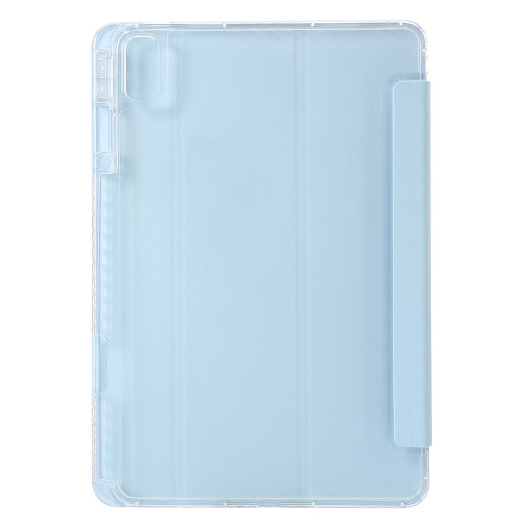 For Huawei MatePad SE 11 Case Tri-fold Stand Leather+TPU+Acrylic Clear Back Tablet Cover - Baby Blue