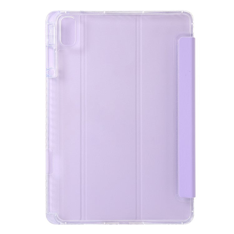 For Huawei MatePad SE 11 Case Tri-fold Stand Leather+TPU+Acrylic Clear Back Tablet Cover - Purple