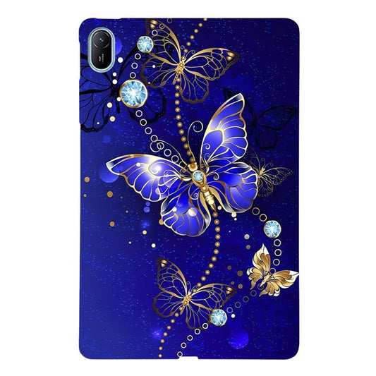 For Huawei MatePad SE 11 TPU Case Pattern Printing Slim Tablet Protective Cover - Blue  /  Gold Butterfly