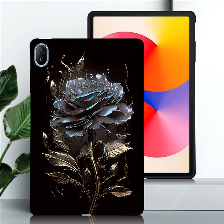 For Huawei MatePad SE 11 TPU Case Pattern Printing Slim Tablet Protective Cover - Grey Rose