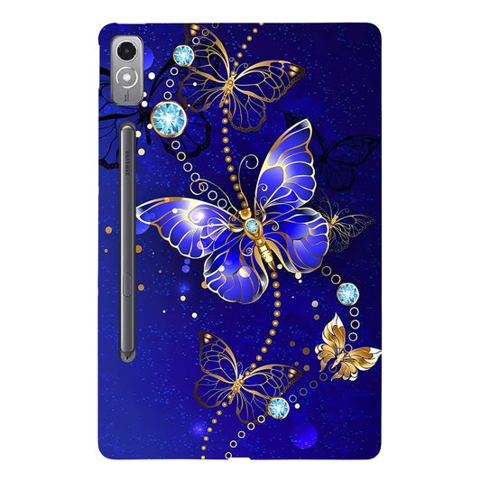 For Lenovo Tab P12 TPU Case Pattern Printing Slim Tablet Protective Cover - Blue  /  Gold Butterfly