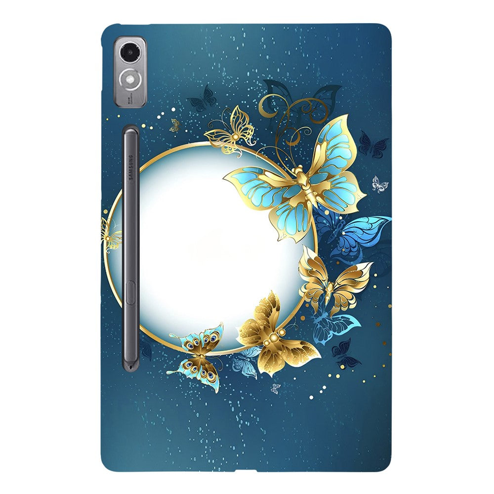 For Lenovo Tab P12 TPU Case Pattern Printing Slim Tablet Protective Cover - Moon and Butterfly