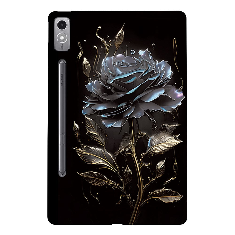 For Lenovo Tab P12 TPU Case Pattern Printing Slim Tablet Protective Cover - Grey Rose