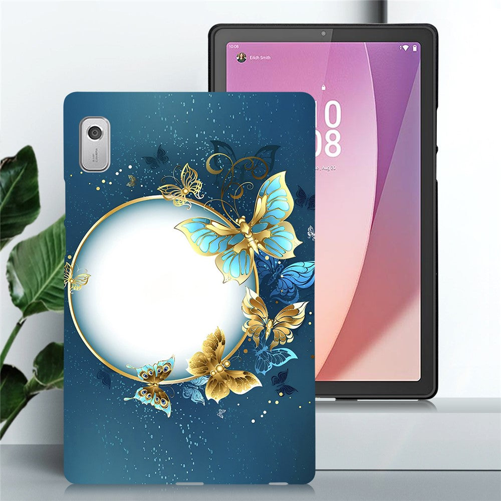 For Lenovo Tab M9 TPU Case Pattern Printing Slim Tablet Protective Cover - Moon and Butterfly