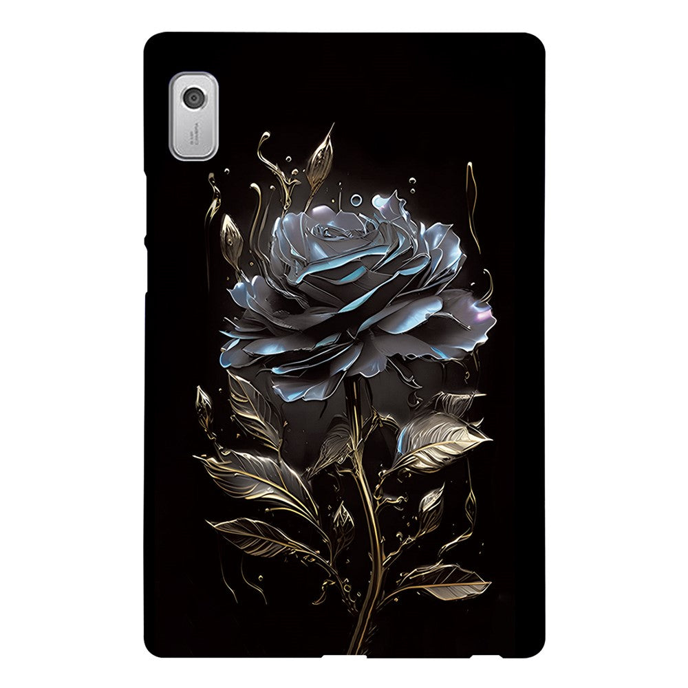 For Lenovo Tab M9 TPU Case Pattern Printing Slim Tablet Protective Cover - Grey Rose