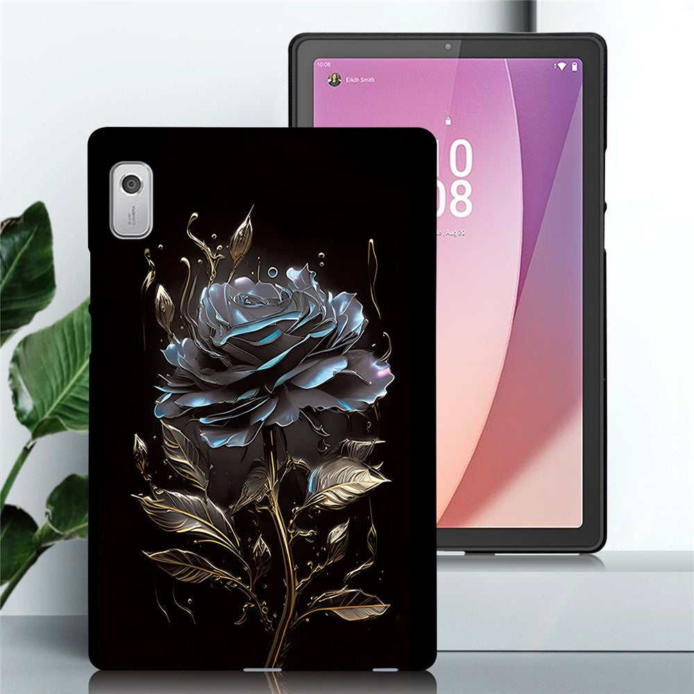 For Lenovo Tab M9 TPU Case Pattern Printing Slim Tablet Protective Cover - Grey Rose