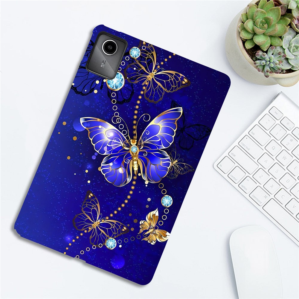 For Lenovo Tab M11 TPU Case Pattern Printing Slim Tablet Protective Cover - Blue  /  Gold Butterfly