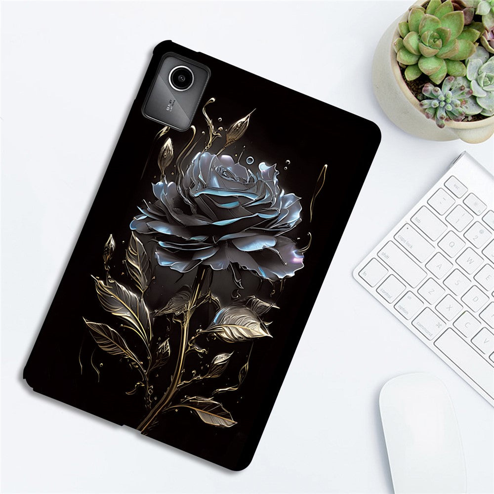For Lenovo Tab M11 TPU Case Pattern Printing Slim Tablet Protective Cover - Grey Rose
