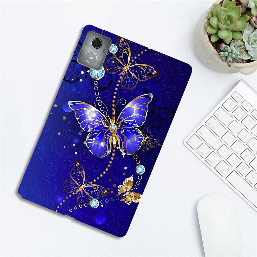 For Lenovo Tab M11 Plus TPU Case Pattern Printing Slim Tablet Protective Cover - Blue  /  Gold Butterfly