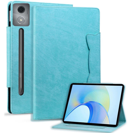 For Lenovo Xiaoxin Pad Pro 12.7 inch Case Cat Buckle Closure Leather Protective Stand Cover - Sky Blue
