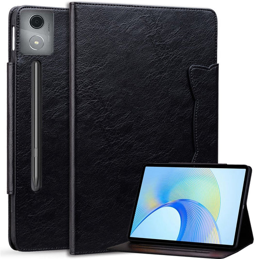 For Lenovo Xiaoxin Pad Pro 12.7 inch Case Cat Buckle Closure Leather Protective Stand Cover - Black
