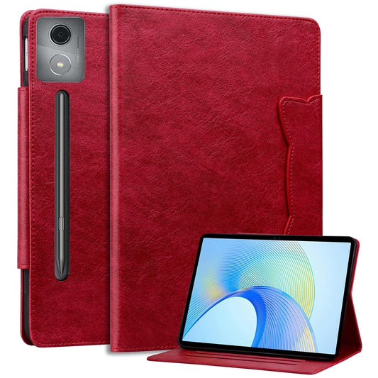 For Lenovo Xiaoxin Pad Pro 12.7 inch Case Cat Buckle Closure Leather Protective Stand Cover - Red