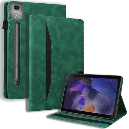 For Lenovo Xiaoxin Pad Pro 12.7 inch Case Card Holder Stand Folio Leather Tablet Cover - Green