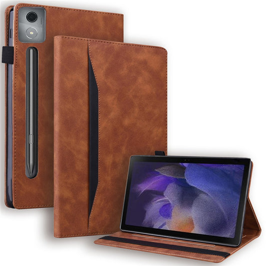 For Lenovo Xiaoxin Pad Pro 12.7 inch Case Card Holder Stand Folio Leather Tablet Cover - Brown
