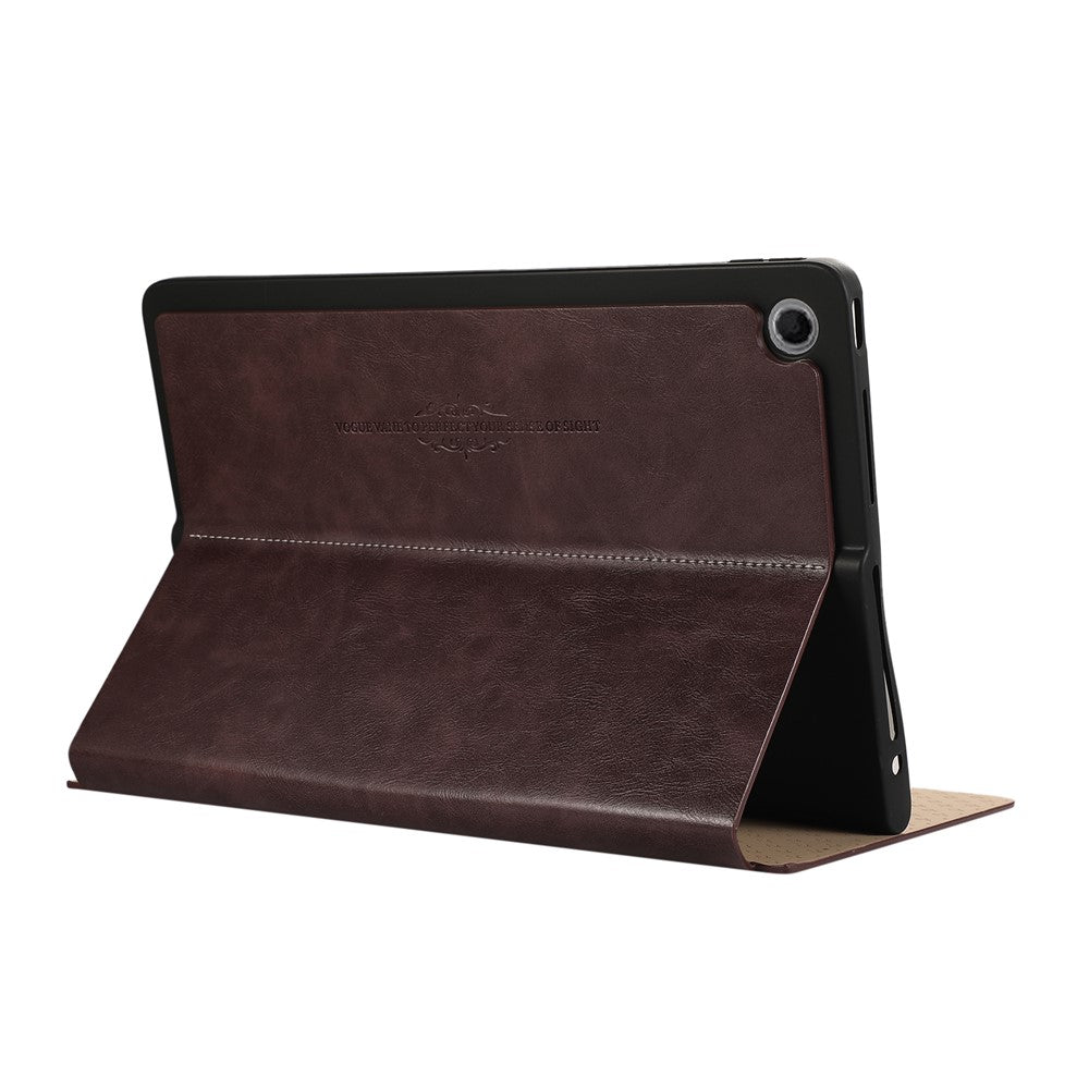 For Lenovo Tab Plus Stand Case Anti-Scratch PU Leather Tablet Flip Cover - Coffee