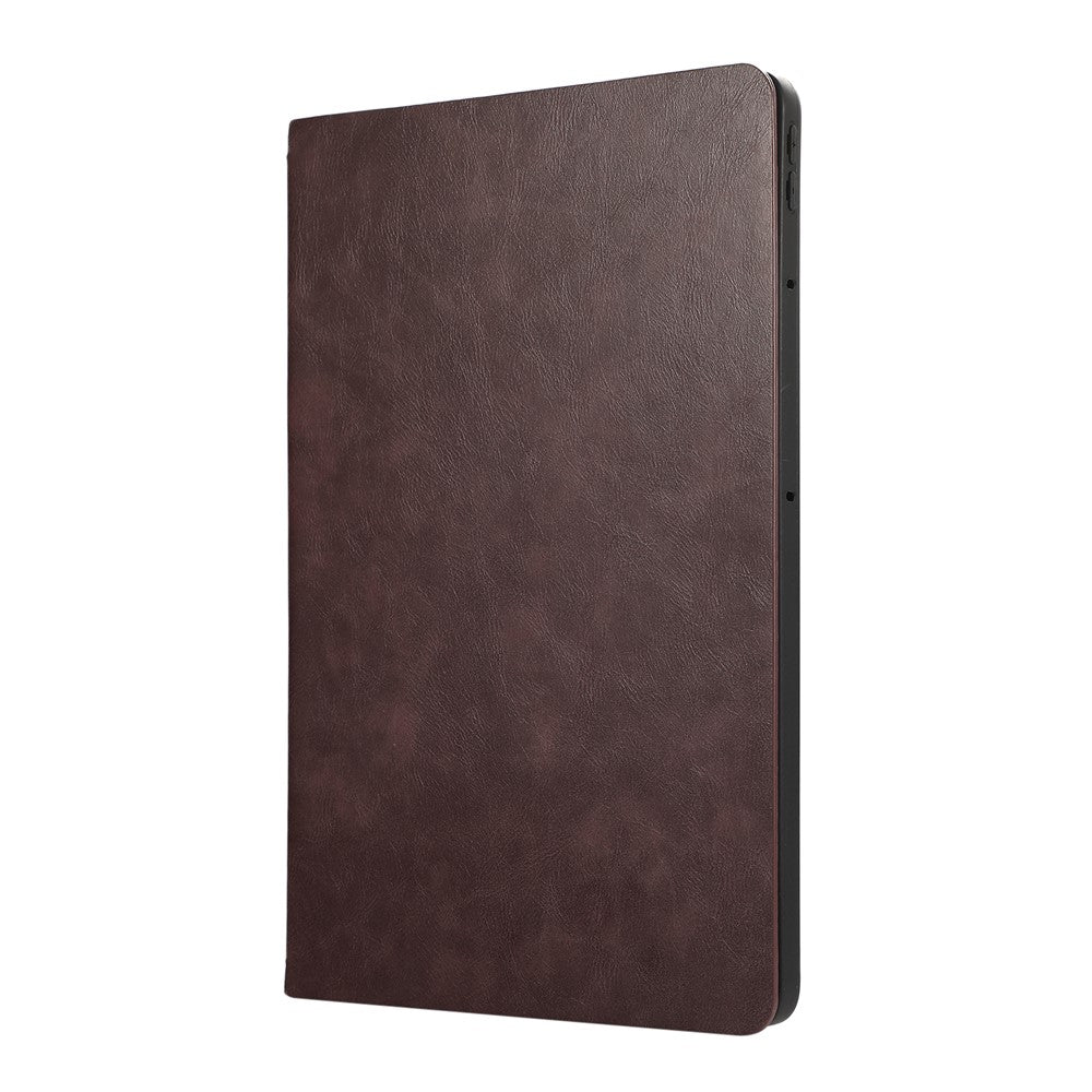 For Lenovo Tab Plus Stand Case Anti-Scratch PU Leather Tablet Flip Cover - Coffee