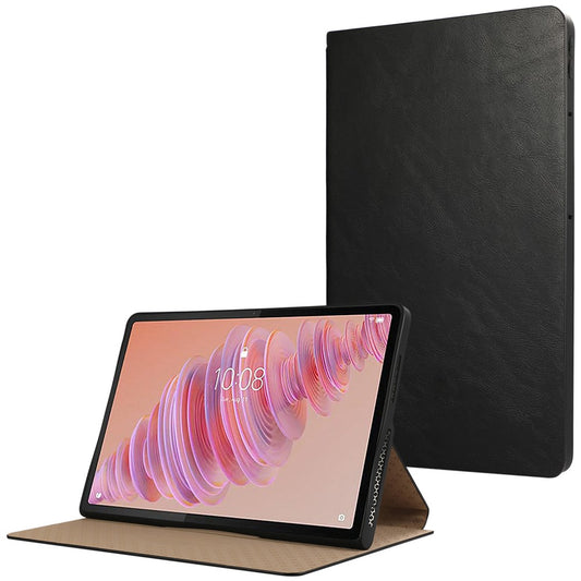 For Lenovo Tab Plus Stand Case Anti-Scratch PU Leather Tablet Flip Cover - Black