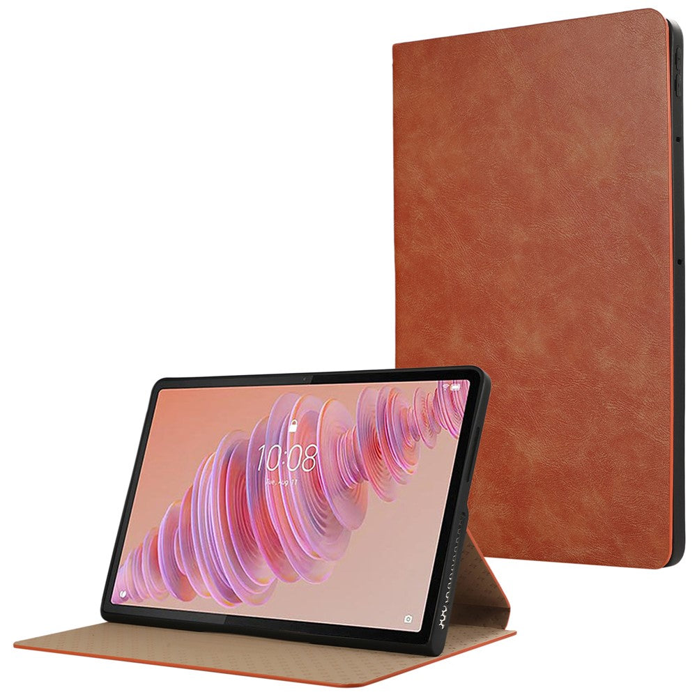 For Lenovo Tab Plus Stand Case Anti-Scratch PU Leather Tablet Flip Cover - Brown