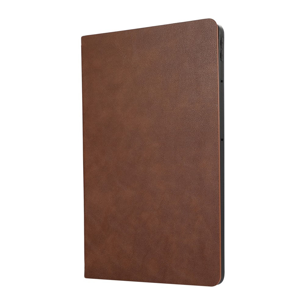 For Lenovo Tab Plus Shockproof Case PU Leather Tablet Cover with Stand - Brown