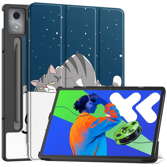 For Lenovo Xiaoxin Pad Pro 12.7 inch Case Pattern Print Leather Stand Tablet Cover - Cat