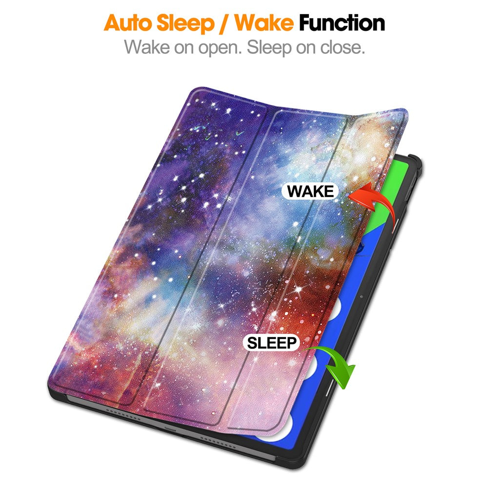 For Lenovo Xiaoxin Pad Pro 12.7 inch Case Pattern Print Leather Stand Tablet Cover - Galaxy