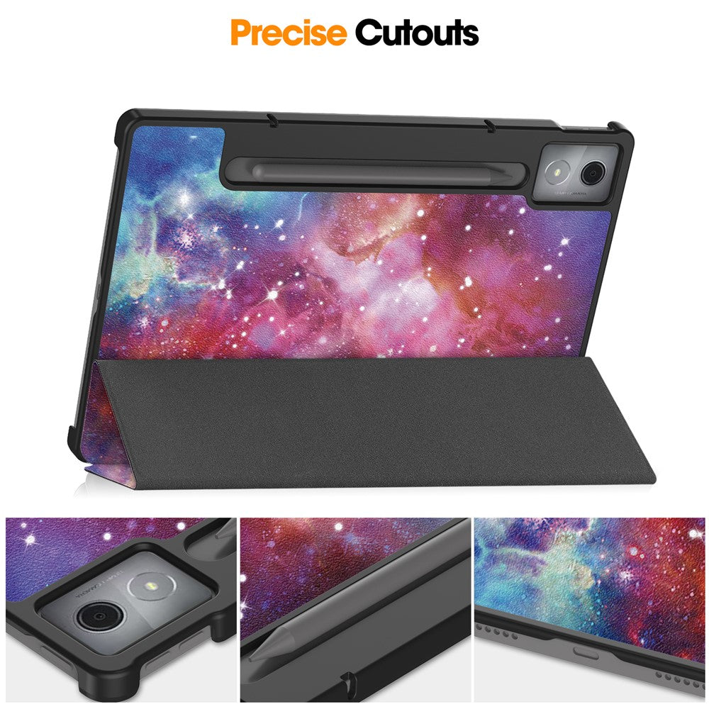 For Lenovo Xiaoxin Pad Pro 12.7 inch Case Pattern Print Leather Stand Tablet Cover - Galaxy