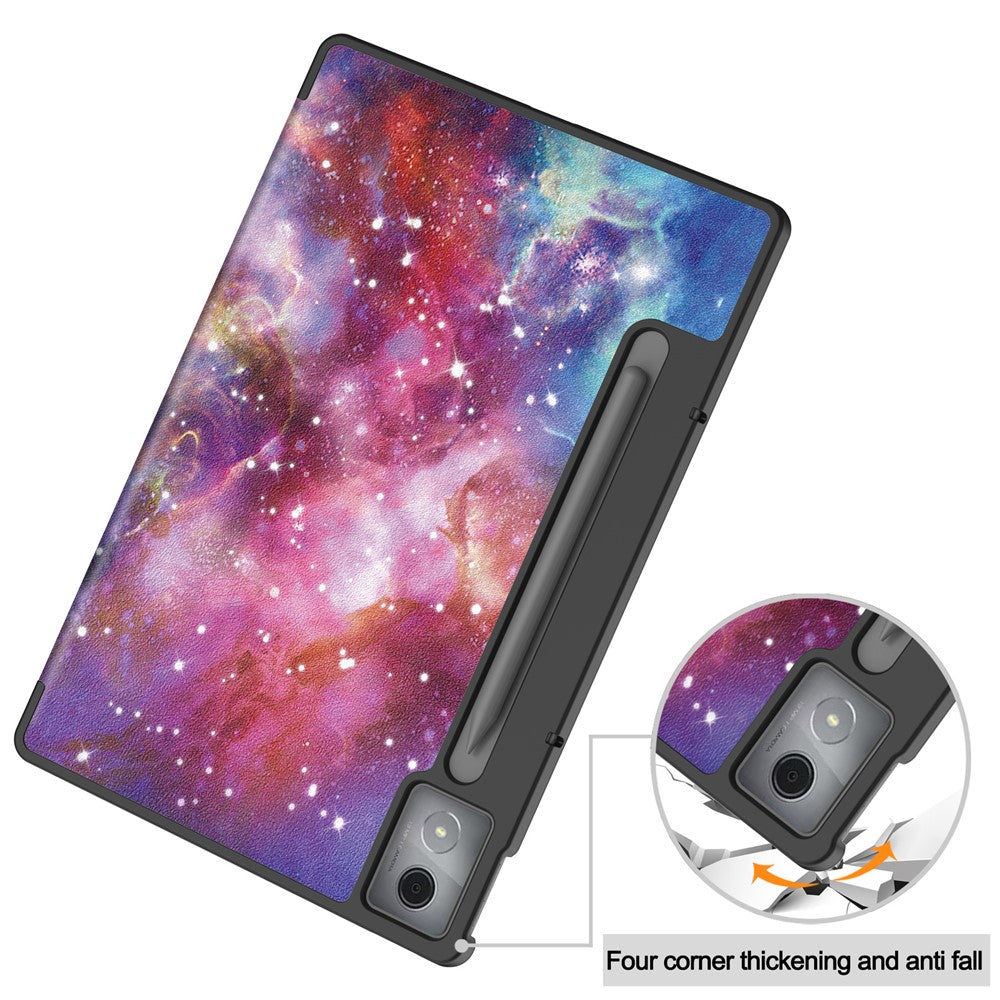 For Lenovo Xiaoxin Pad Pro 12.7 inch Case Pattern Print Leather Stand Tablet Cover - Galaxy