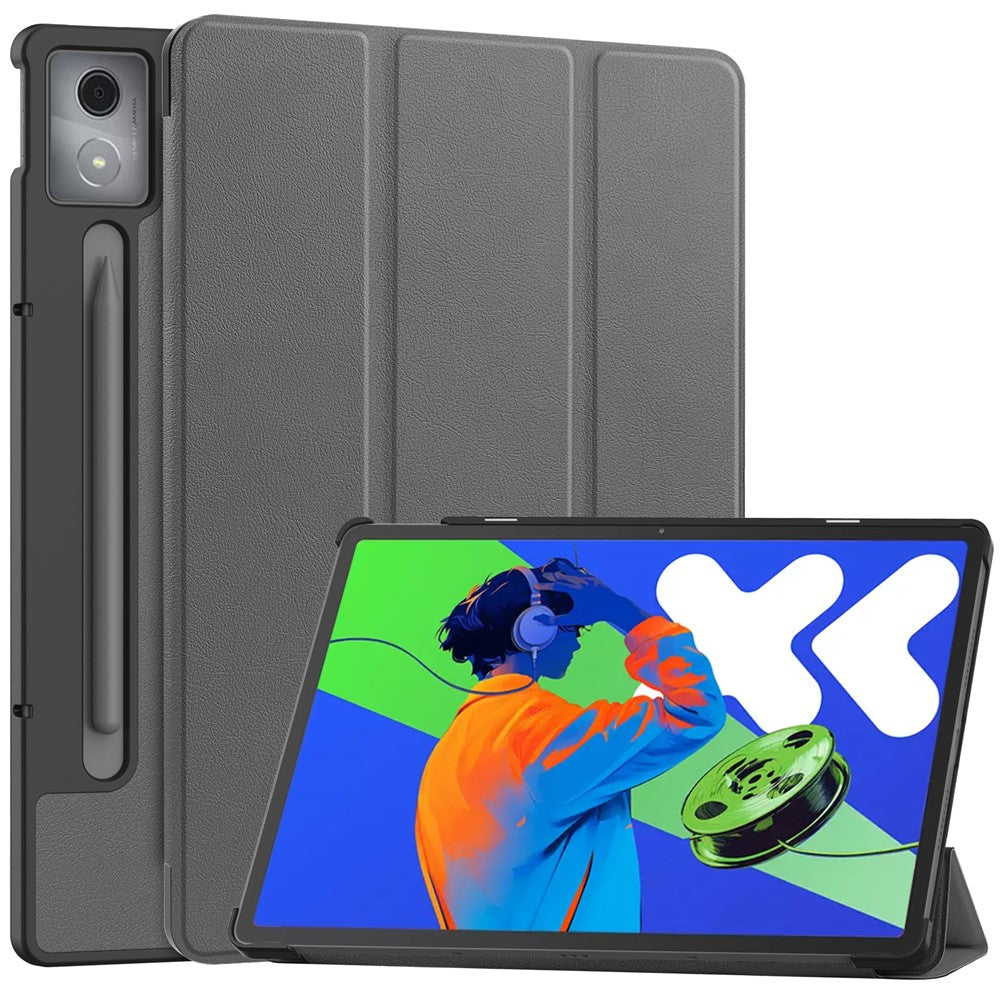 For Lenovo Xiaoxin Pad Pro 12.7 inch Case Anti-Drop Leather Stand Tablet Cover - Grey