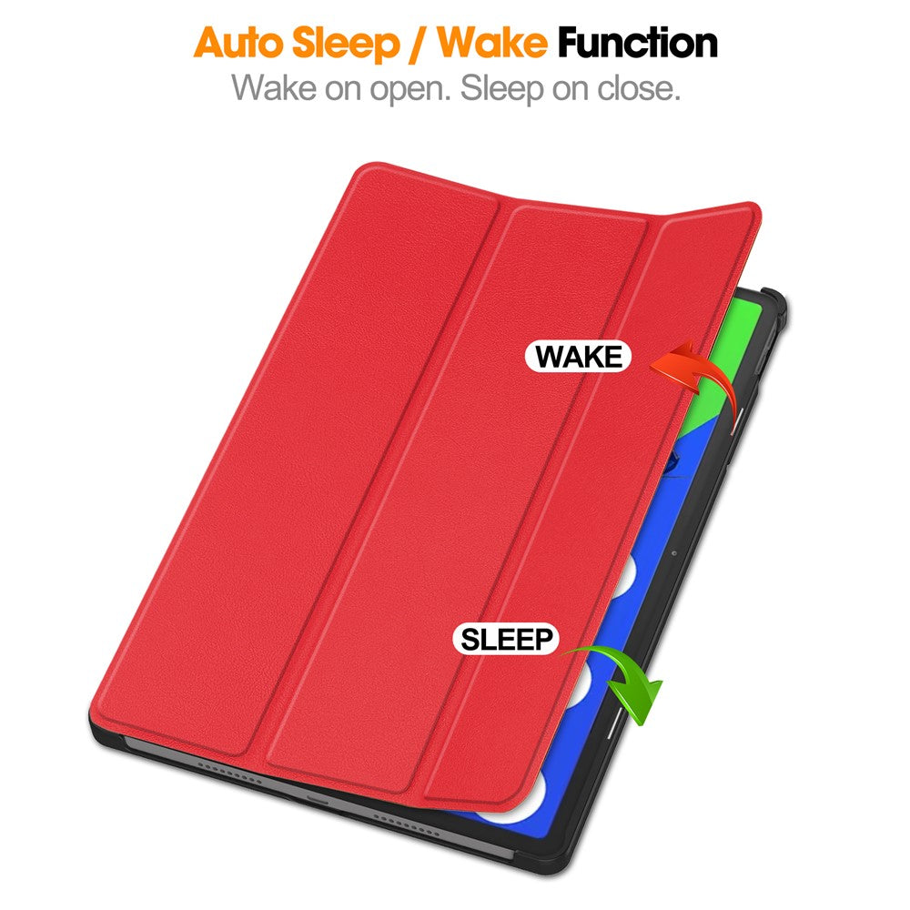 For Lenovo Xiaoxin Pad Pro 12.7 inch Case Anti-Drop Leather Stand Tablet Cover - Red