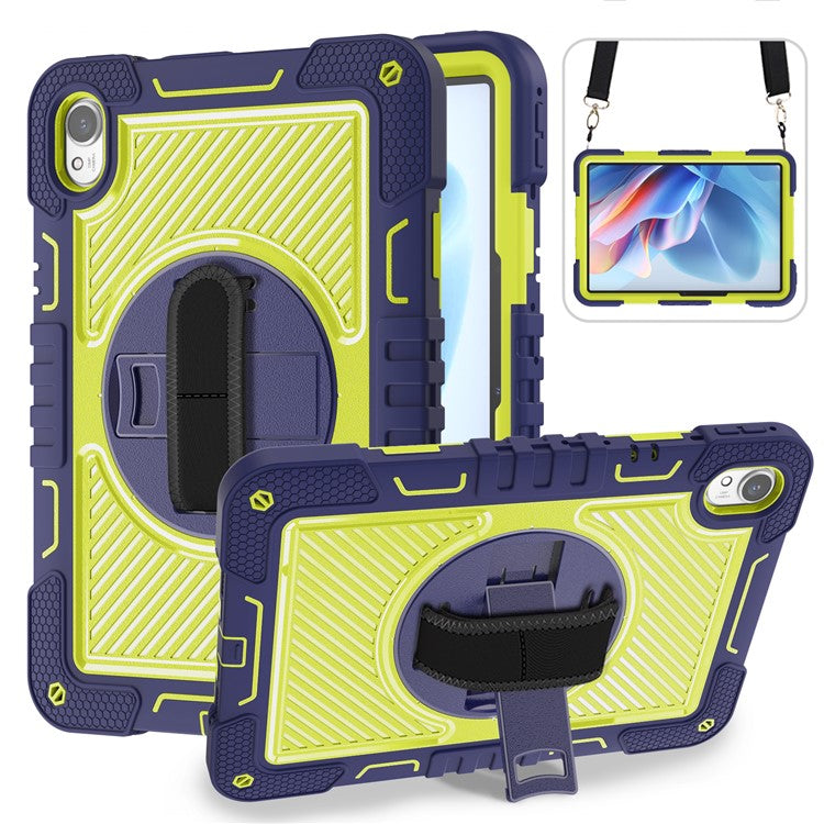 For Huawei MatePad 11.5 S Case Silicone+PC Kickstand Tablet Cover with Shoulder Strap - Navy Blue+Green