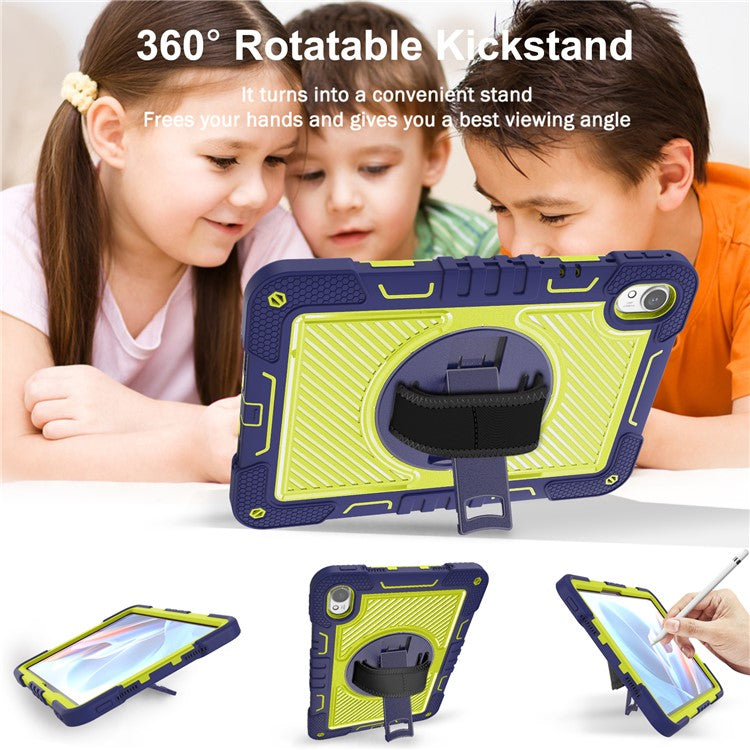 For Huawei MatePad 11.5 S Case Silicone+PC Kickstand Tablet Cover with Shoulder Strap - Navy Blue+Green