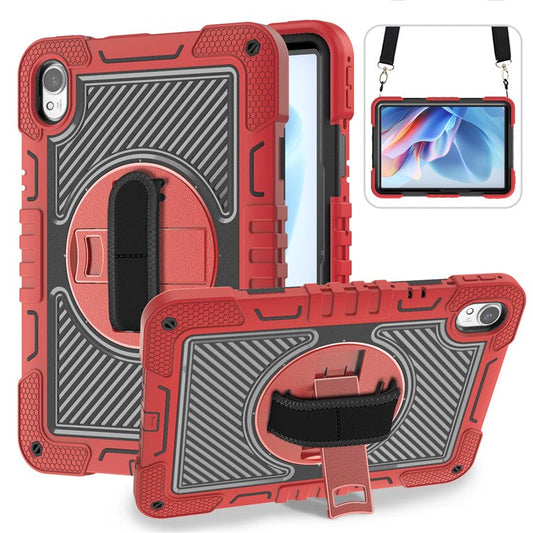 For Huawei MatePad 11.5 S Case Silicone+PC Kickstand Tablet Cover with Shoulder Strap - Red+Black