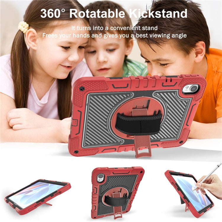For Huawei MatePad 11.5 S Case Silicone+PC Kickstand Tablet Cover with Shoulder Strap - Red+Black