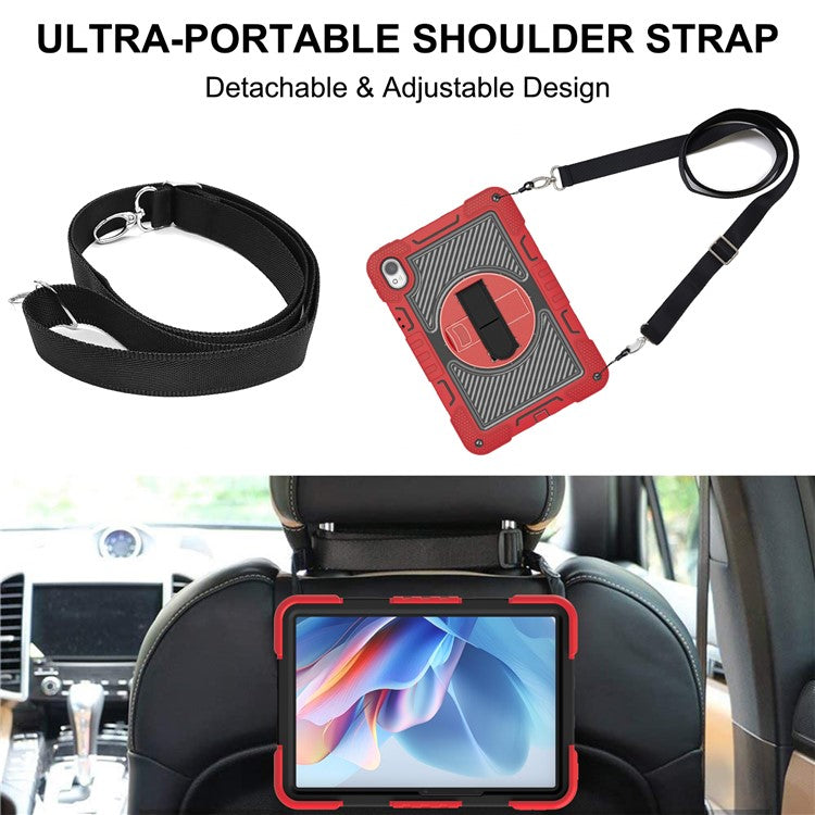 For Huawei MatePad 11.5 S Case Silicone+PC Kickstand Tablet Cover with Shoulder Strap - Red+Black