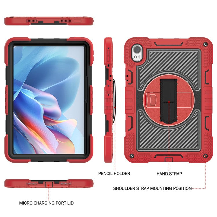 For Huawei MatePad 11.5 S Case Silicone+PC Kickstand Tablet Cover with Shoulder Strap - Red+Black