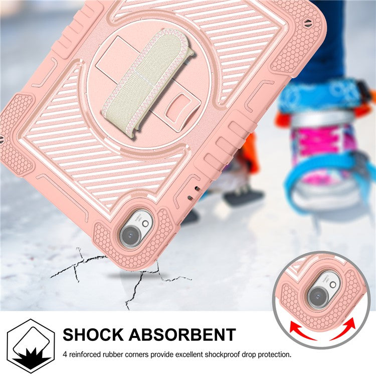 For Huawei MatePad 11.5 S Case Silicone+PC Kickstand Tablet Cover with Shoulder Strap - Rose Gold