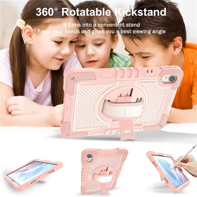 For Huawei MatePad 11.5 S Case Silicone+PC Kickstand Tablet Cover with Shoulder Strap - Rose Gold