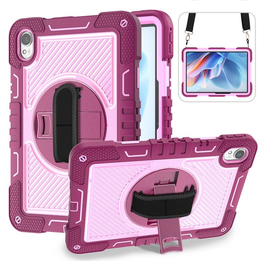 For Huawei MatePad 11.5 S Case Silicone+PC Kickstand Tablet Cover with Shoulder Strap - Rose+Pink