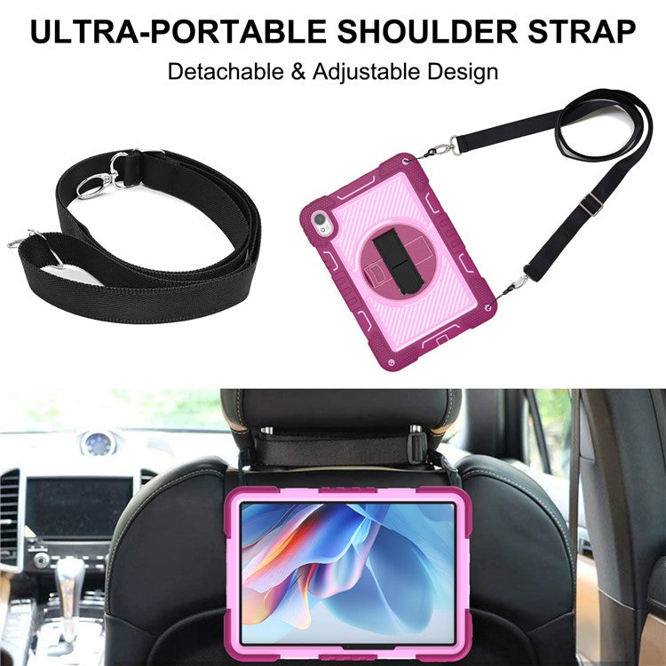For Huawei MatePad 11.5 S Case Silicone+PC Kickstand Tablet Cover with Shoulder Strap - Rose+Pink