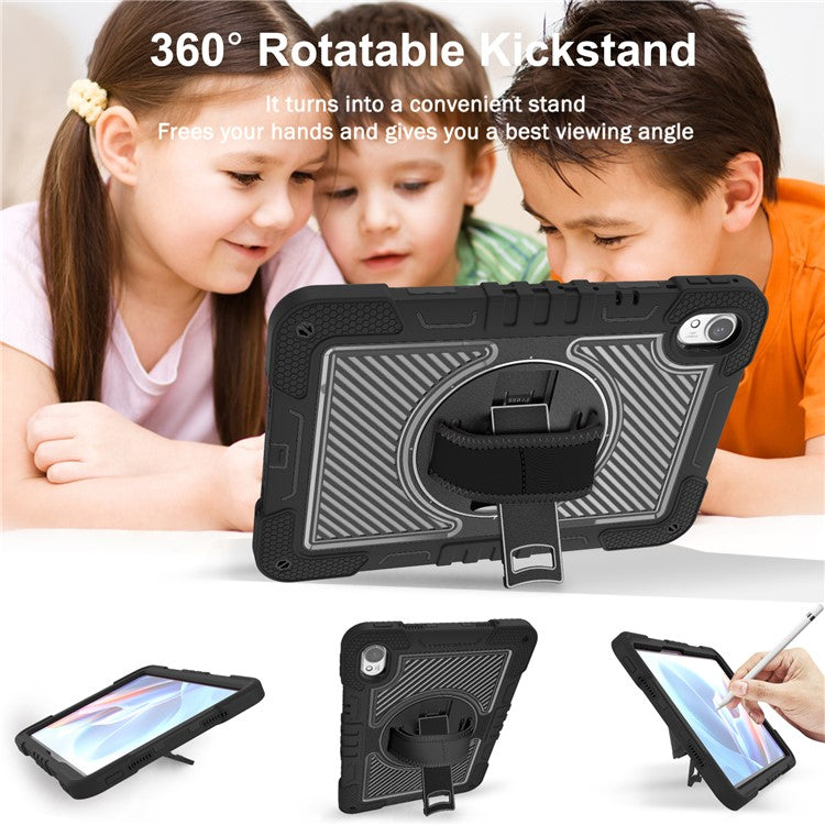 For Huawei MatePad 11.5 S Case Silicone+PC Kickstand Tablet Cover with Shoulder Strap - Black