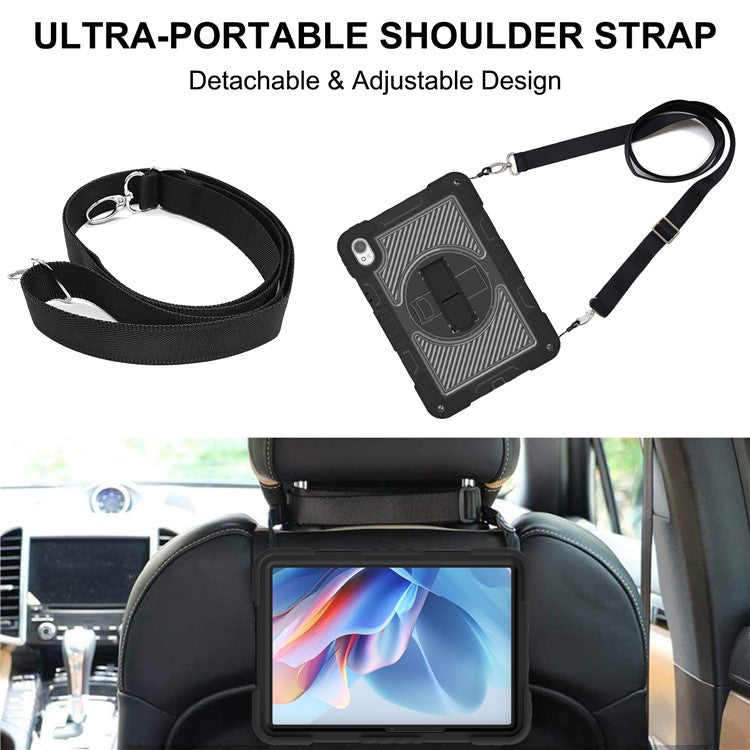 For Huawei MatePad 11.5 S Case Silicone+PC Kickstand Tablet Cover with Shoulder Strap - Black