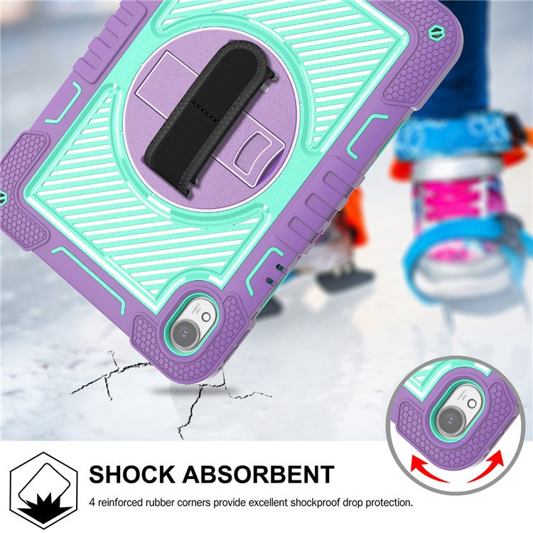 For Huawei MatePad 11.5 S Case Silicone+PC Kickstand Tablet Cover with Shoulder Strap - Purple+Cyan Green