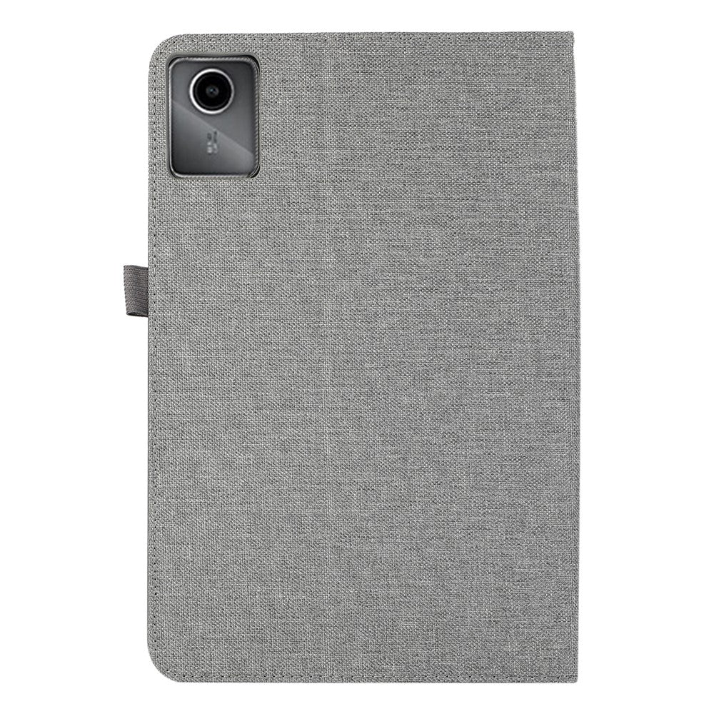 For Lenovo Tab M11 Plus Leather Case Card Holder Cloth Texture Tablet Stand Cover - Grey