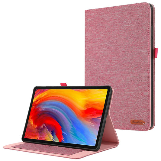For Lenovo Tab M11 Plus Leather Case Card Holder Cloth Texture Tablet Stand Cover - Pink