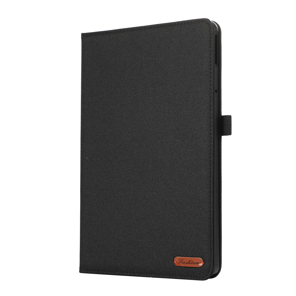 For Lenovo Tab M11 Plus Leather Case Card Holder Cloth Texture Tablet Stand Cover - Black