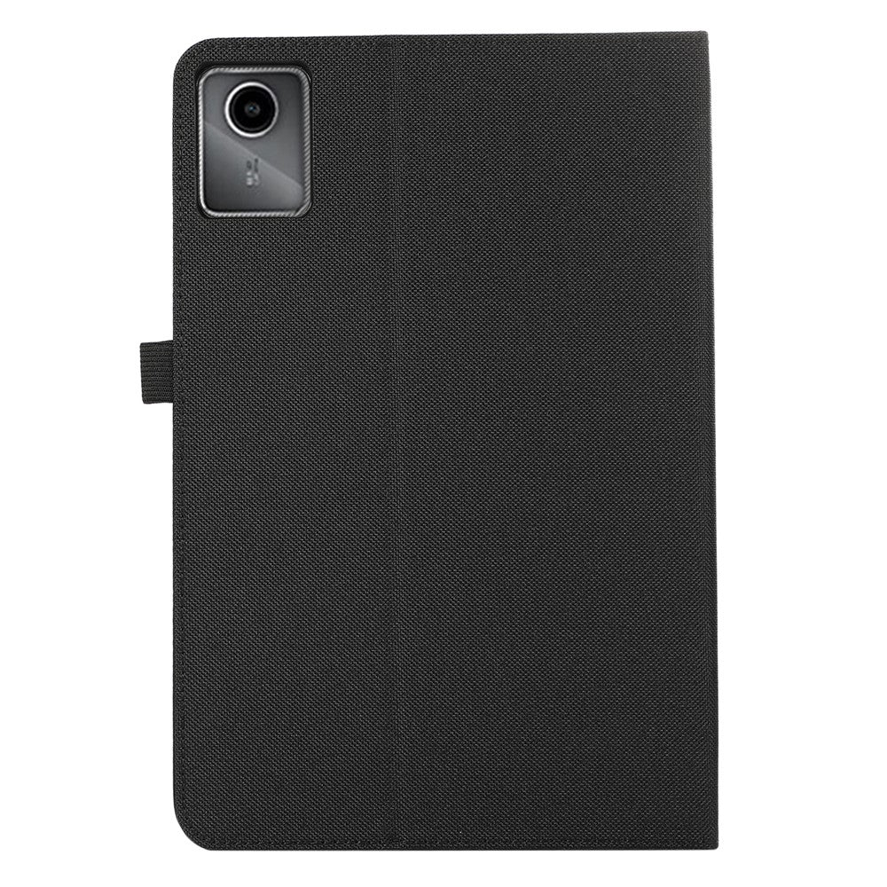 For Lenovo Tab M11 Plus Leather Case Card Holder Cloth Texture Tablet Stand Cover - Black