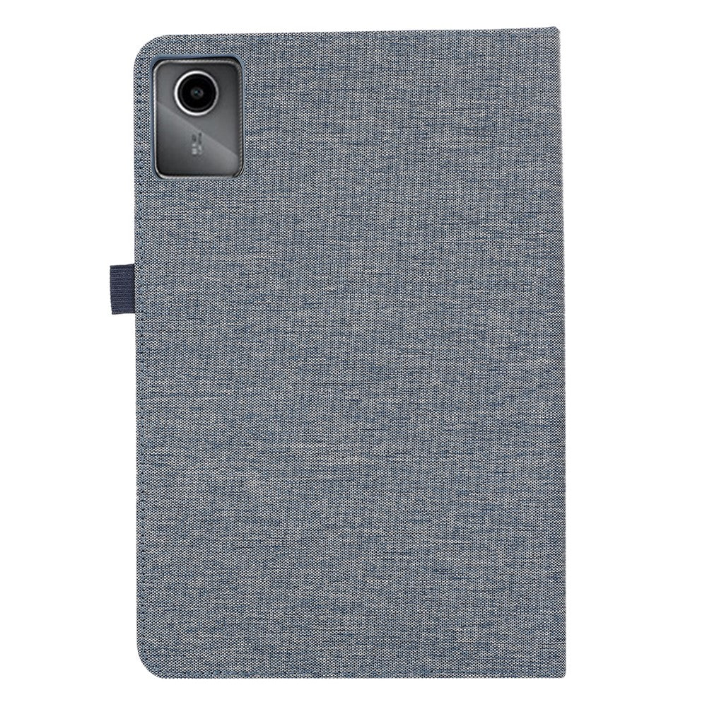 For Lenovo Tab M11 Plus Leather Case Card Holder Cloth Texture Tablet Stand Cover - Blue
