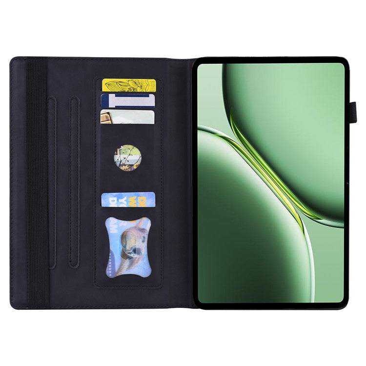 For OnePlus Pad 2 / Pad Pro Case PU Leather Business Folio Protective Tablet Cover Card Holder - Black
