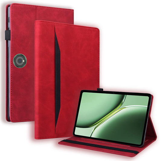 For OnePlus Pad 2 / Pad Pro Case PU Leather Business Folio Protective Tablet Cover Card Holder - Red